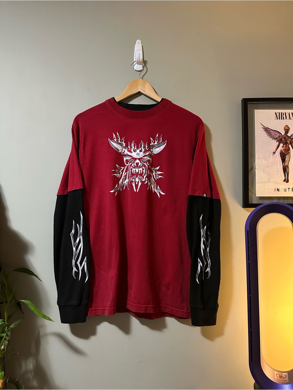 Vintage Y2K Tribal tGraphic Layered Long Sleeve Shirt